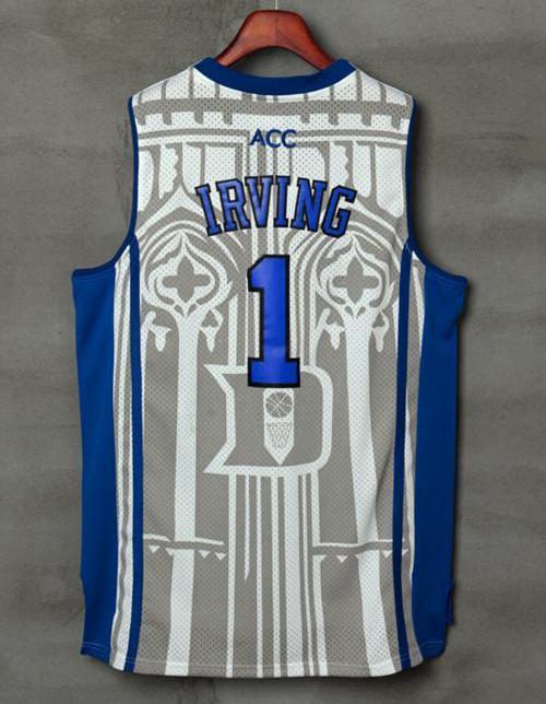 Men 1 Kyrie Irving Jersey White Duke Blue Devils Swingman Jersey