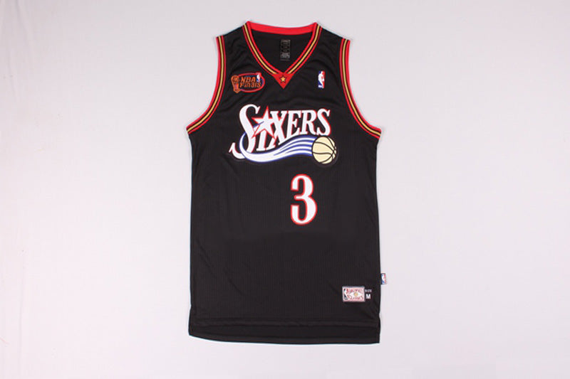 Men 3 Allen Iverson Jersey Black Philadelphia 76ers Jersey Swingman