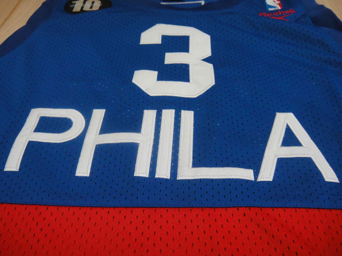 Men 3 Allen Iverson Jersey Blue&Red Philadelphia 76ers Jersey Swingman