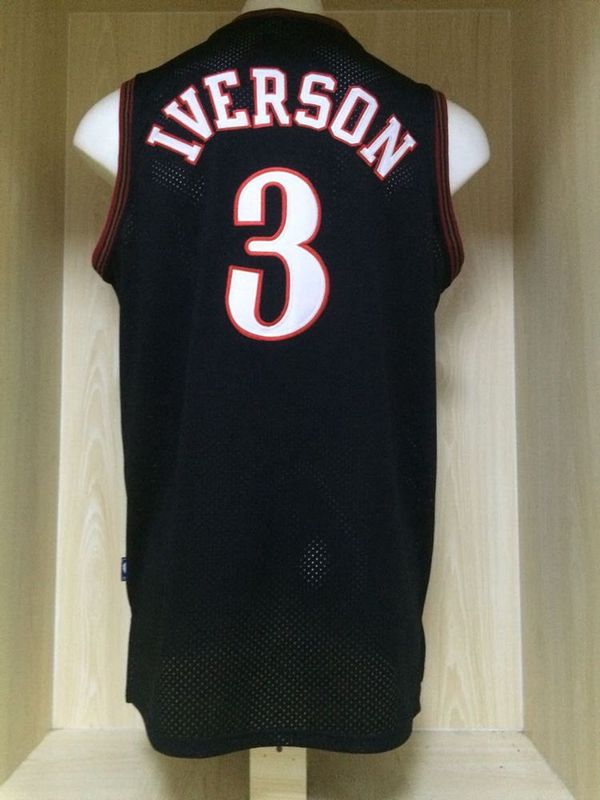 Men 3 Allen Iverson Jersey Black Philadelphia 76ers Jersey Fanatics