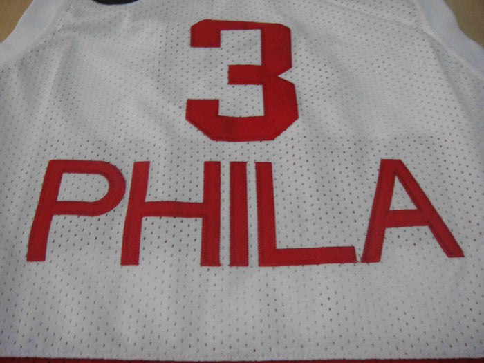 Men 3 Allen Iverson Jersey White&Red Philadelphia 76ers Jersey Swingman