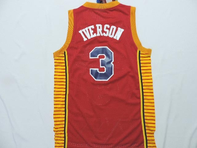 Men 3 Allen Iverson Jersey Red&Yellow Philadelphia 76ers Jersey Fanatics